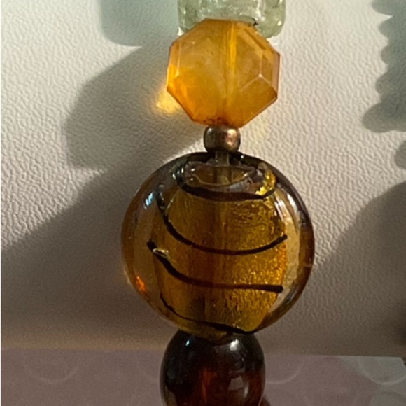 unbranded Jewelry - Chunky Amber and Brown Glass Beaded Stretch Bracelet